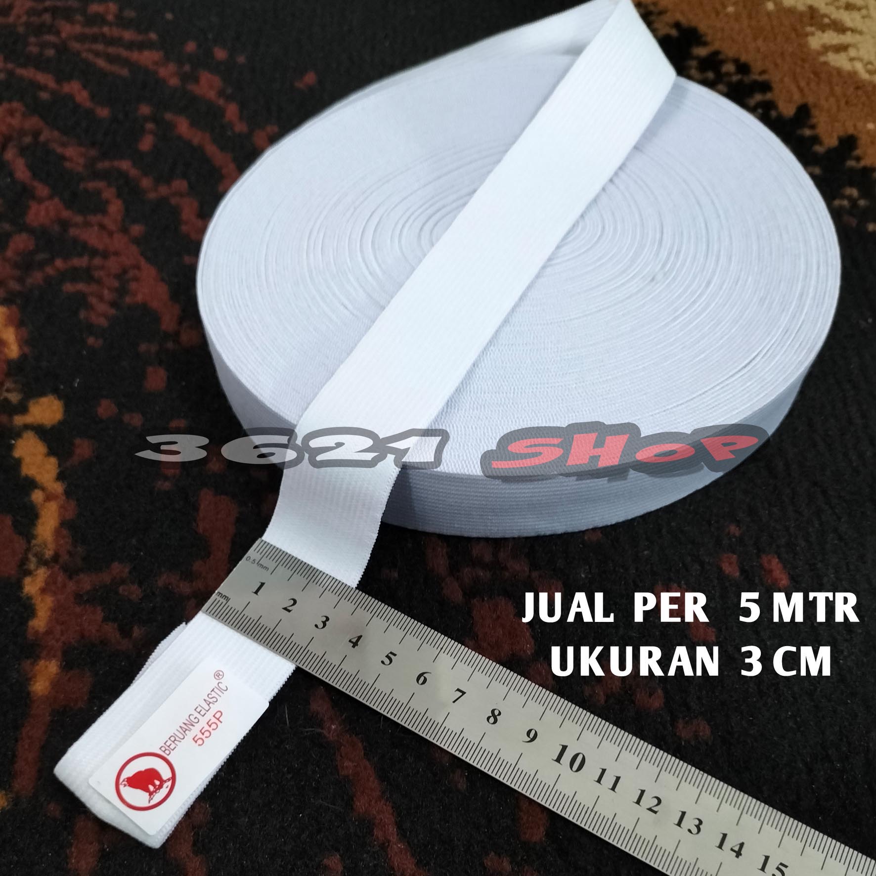 5 mtr Karet 3 cm/karet Elastic 555P/karet 3 cm/karet murah
