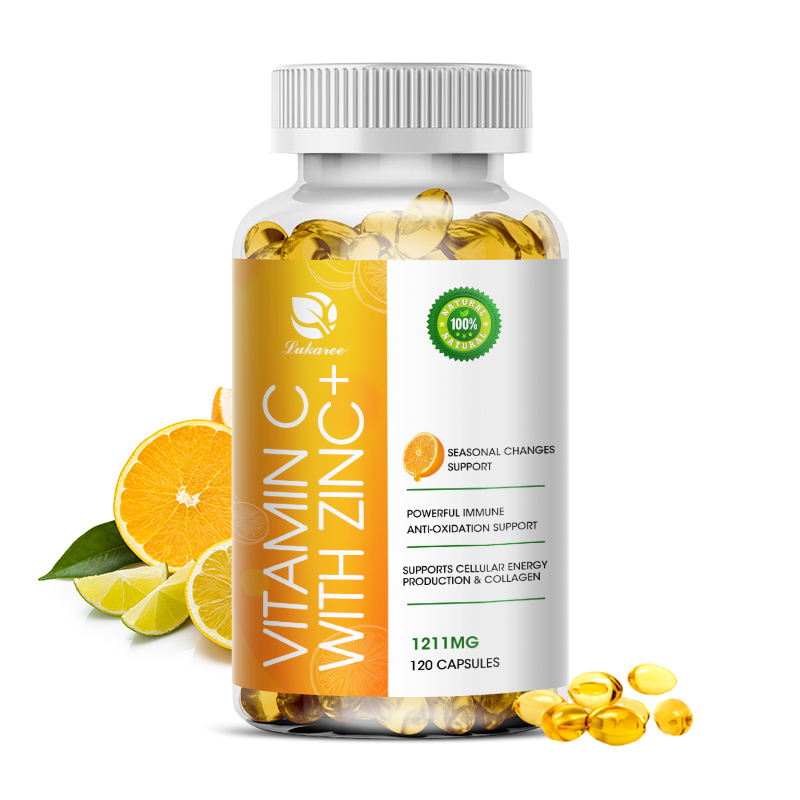 Vitamin C dengan Zinc Capsule Plus 1000mg Vitamin C dengan Zinc 120 kapsul untuk Sistem Kekebalan Tubuh Produksi Energi Seluler & Dukungan Antioksidan Kesehatan Kulit Kolagen