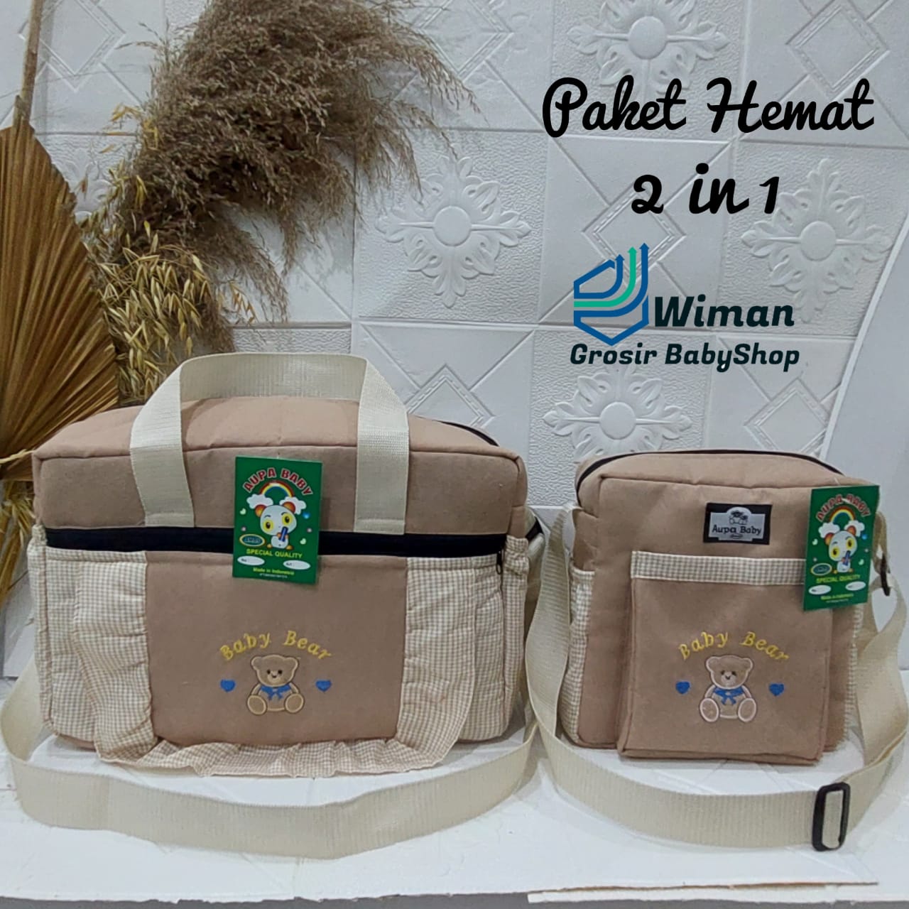 Paket Hemat (2 in 1) Tas Bayi Kecil Raffa Bordir Dan Tas Bayi Besar Fadli Bordir Terlaris