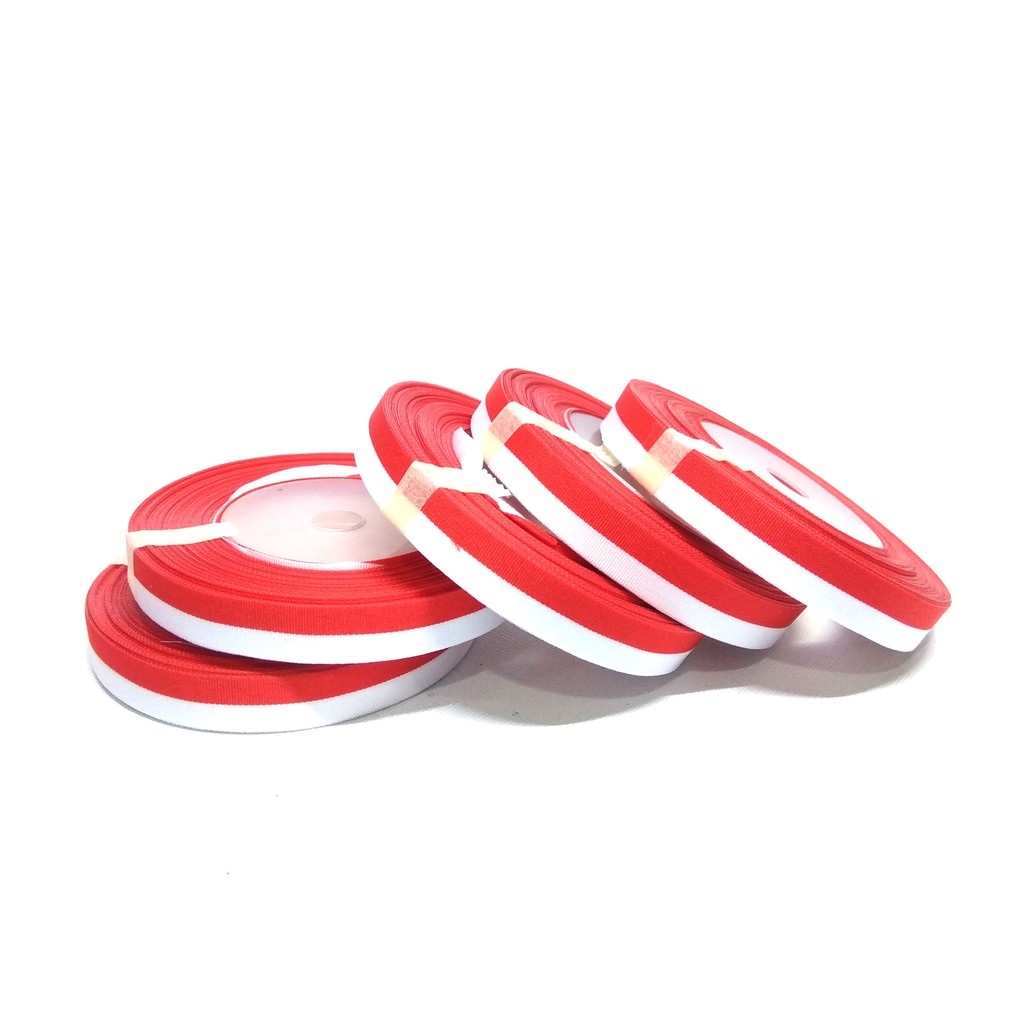 Pita Merah Putih / pita bendera per Roll 20 Yard (18 Meter) - Pita Merah Putih Indonesia - Pita Kain Semi Satin Merah Putih - Pita Semi Satin - Cod - Millenium store