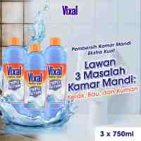 [Paket isi 3] Vixal Pembersih Porselen & Kamar Mandi Hcl Anti Kerak Bandel Ekstra Kuat 750ml