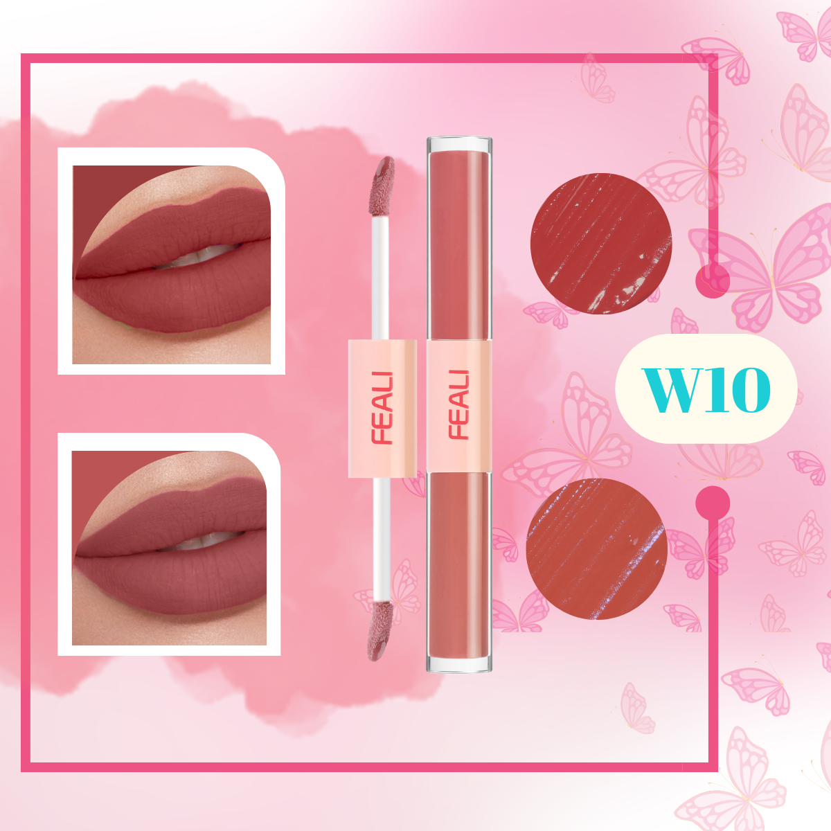 FEALI DoubleSense 2 IN 1 Dual-ended Lipstick ombrelips Liquid Matte lipstik Velvet Tint Lightweig...