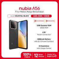 Handphone nubia A56 ROM 128GB RAM 12GB (4+8GB) Smartphone Kamera AI 13MP Triple Camera Layar 6.75″ 90Hz Baterai 5000mAh Fast Charging
