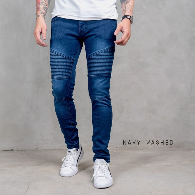 Celana Jeans Biker - Navy Washed