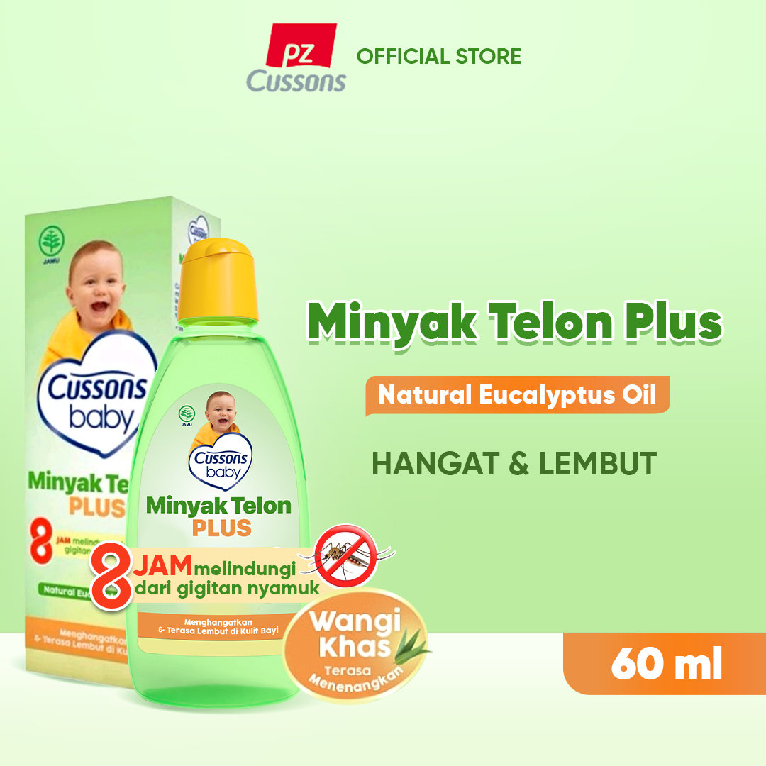 Cussons Baby Telon Oil Plus 60ml - Minyak Telon Bayi Natural Eucalyptus Oil Anti Nyamuk Alami Cegah Masuk Angin