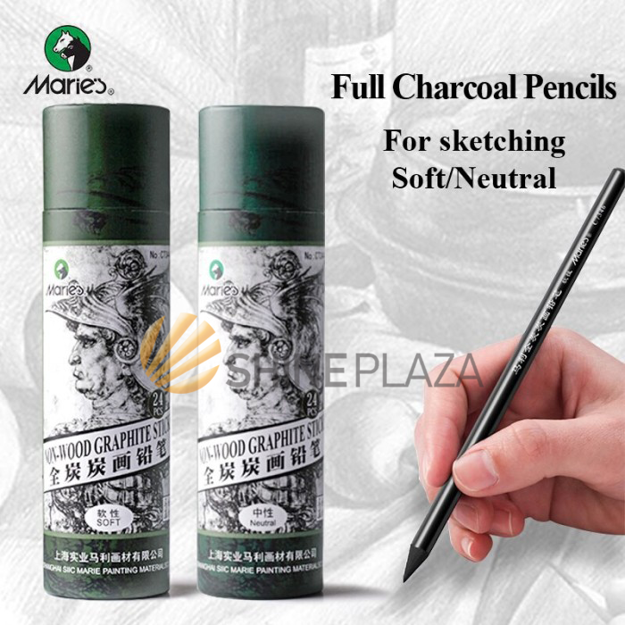 Maries Non-Wood Graphite Charcoal Pencil Sketch - Pensil Sketsa Arang Maries
