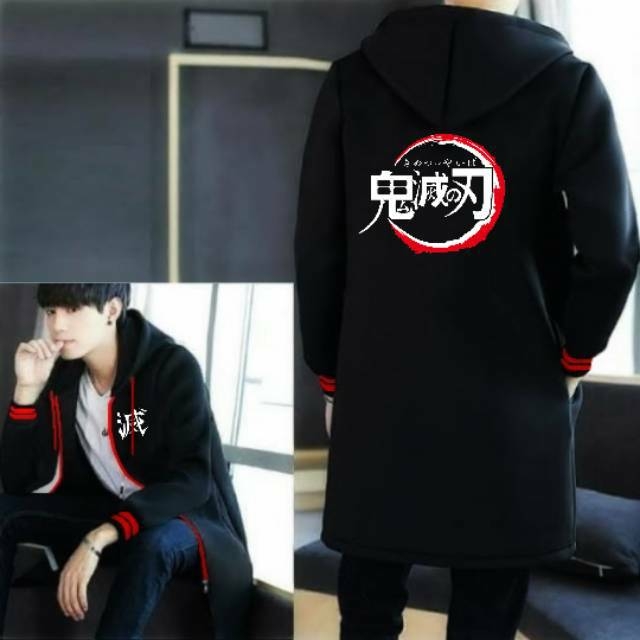 Jaket Jubah sweater hoodie anime kimetsu no yaiba ziper red jaket jubah sweater hoodie anime kimetsu no yaiba ziper red
