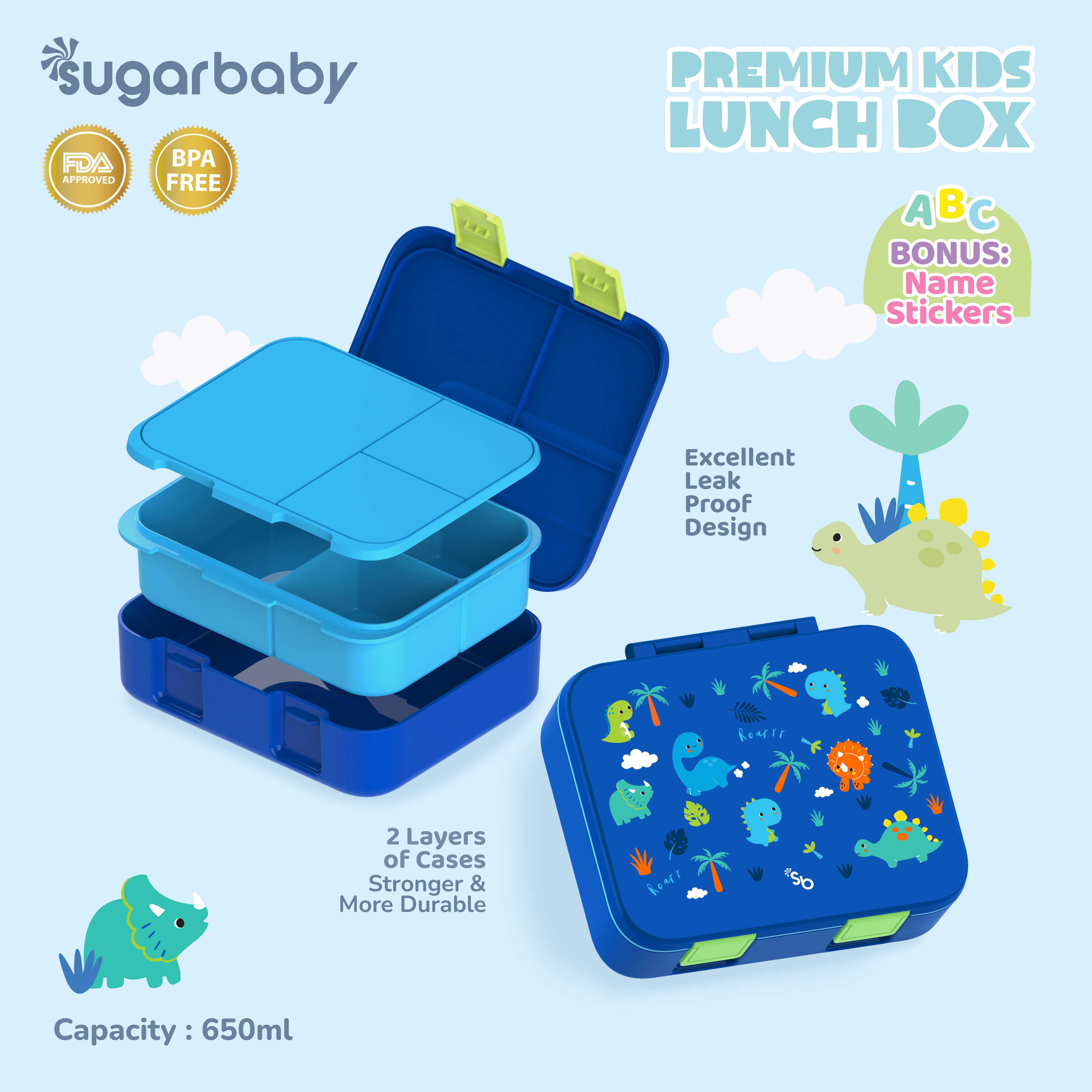 Sugarbaby Premium Kids Lunch Box/Kotak Bekal/Kotak Makan Anak BPA Free