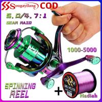 Sougayilang COD Double Rocker Arm Reel Pancing CNC Aluminum Spool 1000-5000 Spinning Fishing Reel 5.0:1 Gear Ratio Super Light Max Drag 15kg