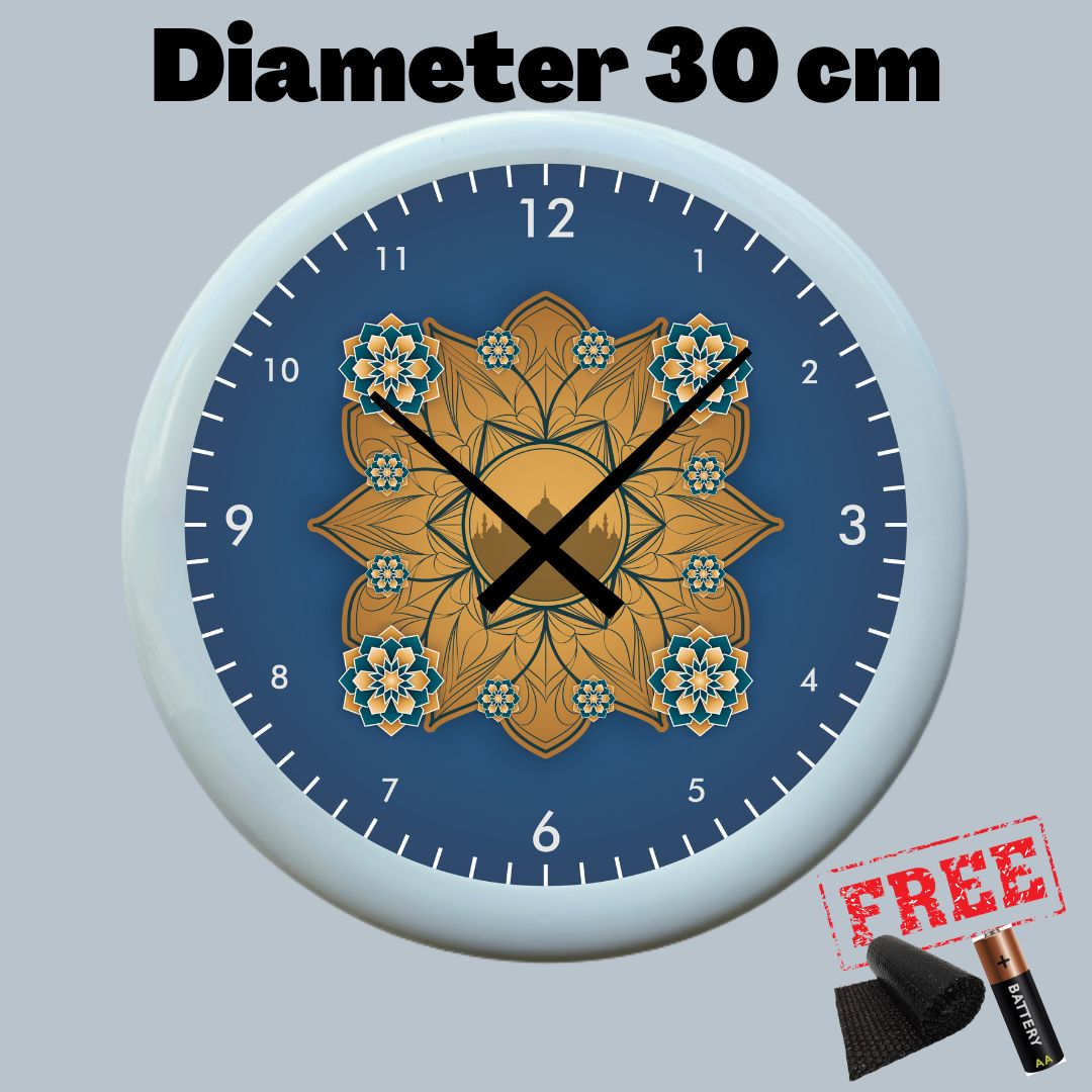 Jam Dinding Islamic Series Diameter Besar 30cm Desain Kaligrafi Muslim Modern Mesin Sweep Silent