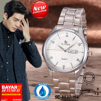Saint Costie  Original Brand Jam Tangan Pria - Body Silver - White Dial - Stainless Steel Band - SC-RT-8030-G-T/H-SW-PNP