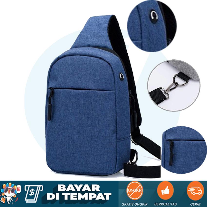 Tas Slempang Selempang Import Impor Smart - G / Slingbag Pria / Tas Kerja Port USB
