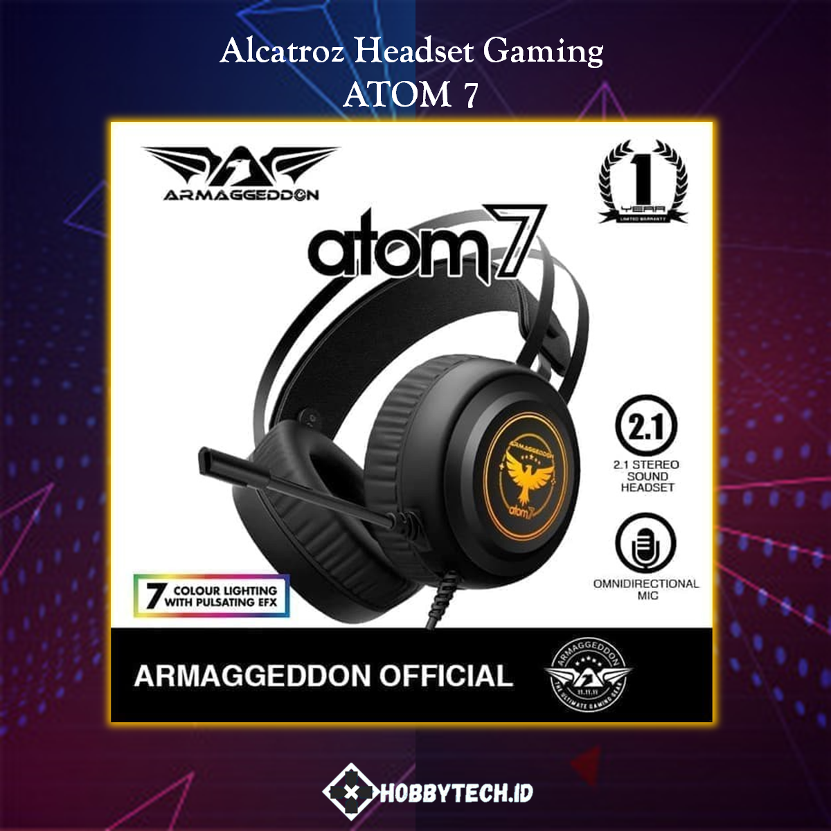Headset Gaming Armaggeddon Atom 7 (7 Colour Lighting Pulsating EFX)