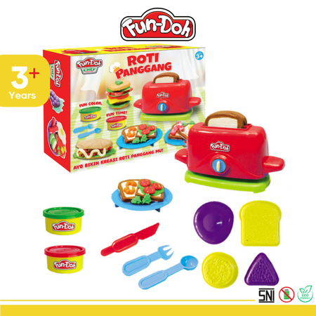 FunDoh Roti Panggang Mainan Cetakan Plastisin Lilin Clay Malam Mainan Edukasi Kreasi Seni Kreatifitas Anak Melatih Motorik Halus