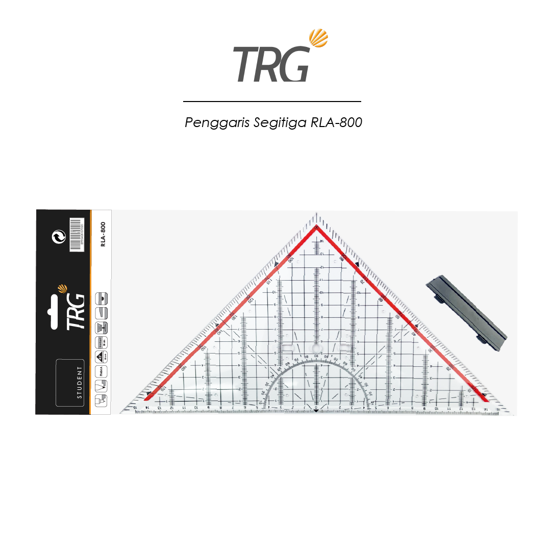 TRG Triangle Acrylic Ruler RLA-800 30cm - Penggaris Segitiga Pegangan Besar Akrilik Mahasiswa Teknik Design Arsitek 30 cm