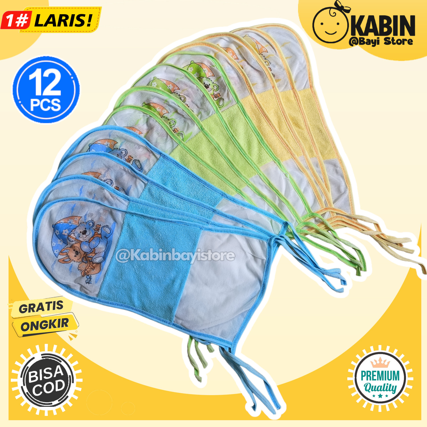 1 Lusin (12pcs) Popok Handuk Tali Bayi Newborn Murah karakter