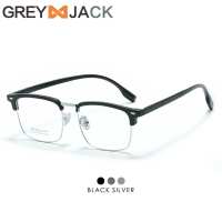 Grey Jack Frame Kacamta Model Kotak Style Simple Bahan Titanium Ringan dan Kokoh Bisa Minus Antiradiasi Blueray Photocromic 152