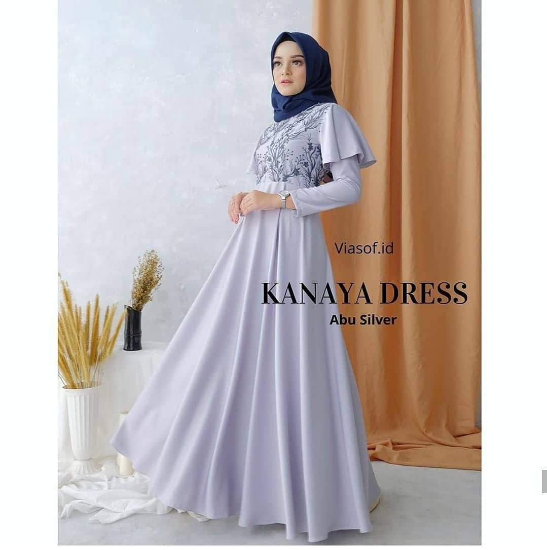 Baju Muslim Modern KANAYA DRESS BL Bahan MAXMARA MIX BROKAT GAMIS TERBARU 2020 Modern Remaja Gamis Wanita Murah Gamis Wanita Jumbo