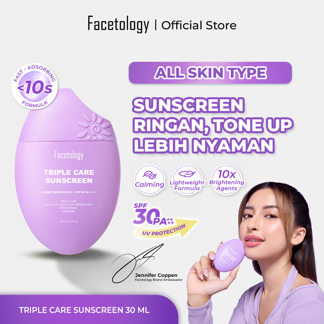 Facetology Triple Care Sunscreen SPF 30 PA++++ 30ML - Tabir Surya Ringan Bantu Proteksi dan Melem...