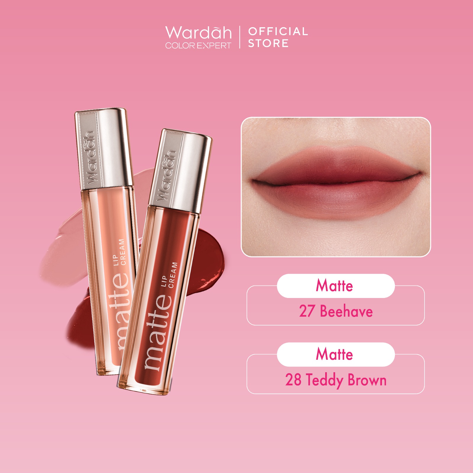 WARDAH Ombre Glasting Liquid Lip + Matte Lip Cream -Lip-Stain-Lipgloss-Lipstik-Lip Matte-Lipcream...