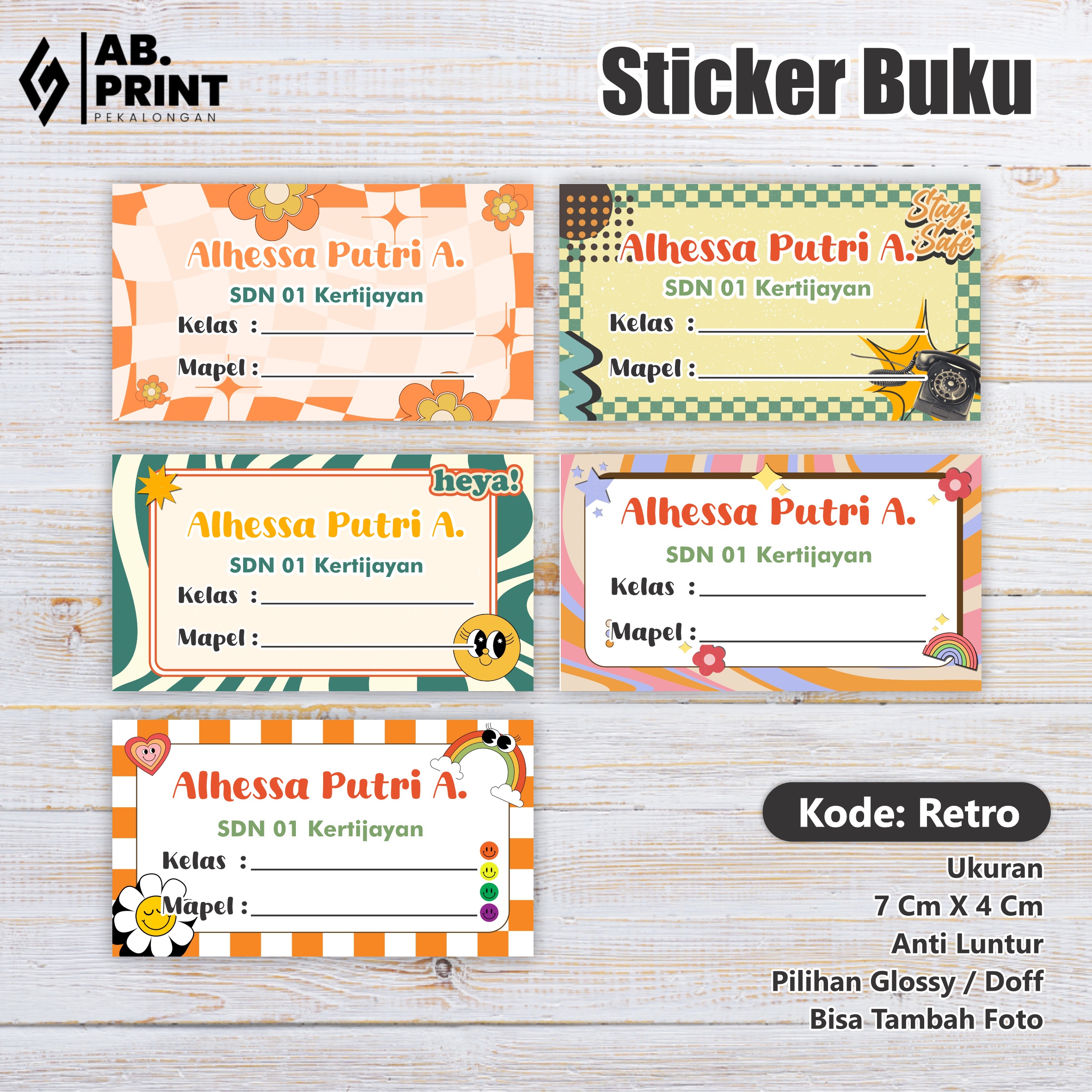 Stiker Nama Mata Pelajaran Sticker Nama Buku Pelajaran Label Nama Sticker Nama Sekolah Nama Buku Custom Mix desain