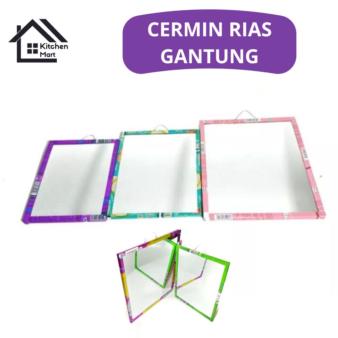 Kaca Cermin Rias Wajah/Cermin Gantung Dinding Tepi Bahan Kaleng