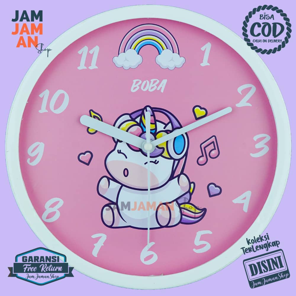Jam Dinding Quartz Dekorasi Rumah Karakter Anak BestSeller Boba BB1177 Murah Dabbing Lucu