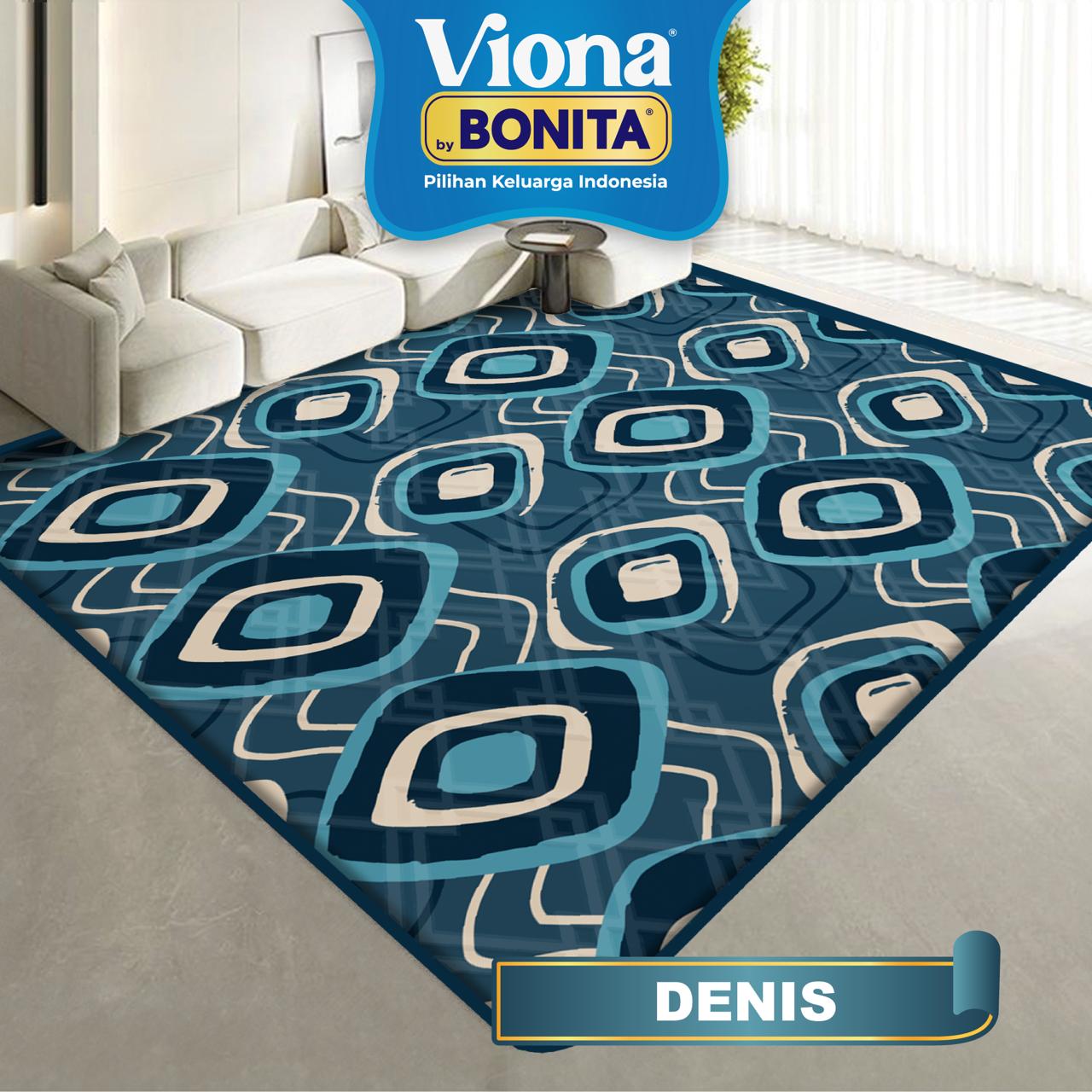 Karpet Geometris Viona Bonita Anti Slip 95x140cm Busa Tebal - Desain Elegan & Nyaman