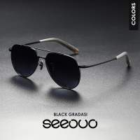 Seeouo Sunglasses Kacamata Hitam Model Aviator Keren Anti UV 400 Polarized Bahan Titanium Ringan Kokoh Fashion Unisex 50005