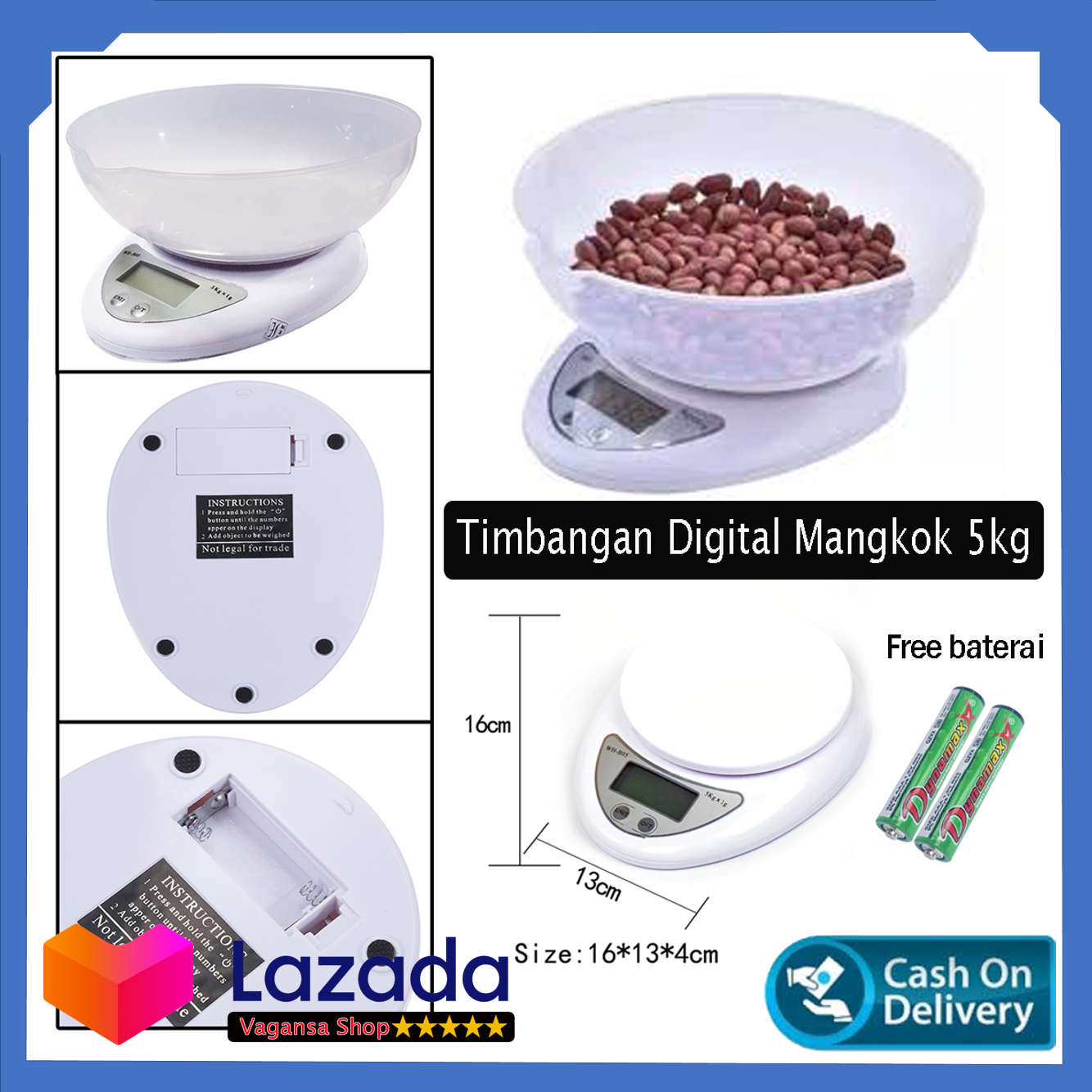 Timbangan Dapur Digital Mangkok Mangkuk Kapasitas 5Kg / Digital Kitchen Scale timbangan dapur digital mangkok mangkuk kapasitas 5kg / digital kitchen scale