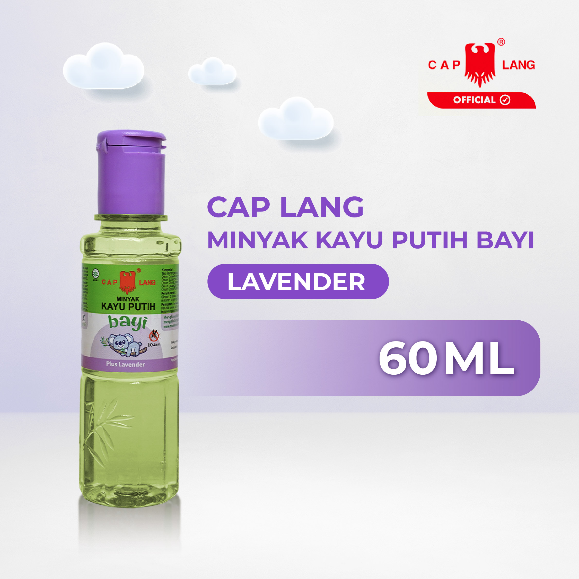 Minyak Kayu Putih Bayi Cap Lang Lavender 60ml - Formula Khusus Pelembab Kulit & Aromatherapy Membantu Meredakan Masuk Angin Gatal Akibat Nyamuk