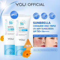 [UPGRADE] YOU Sunbrella Ceramide-Zinc Triple UV Airy Sunscreen SPF50 PA++++ | Barrier-Care Sunscreen | Sunscreen Ringan No Whitecast | Sunscreen Matte | Tabir Surya Oil Control untuk Kulit Berminyak | UVA UVB Blue Light | Oily Skin