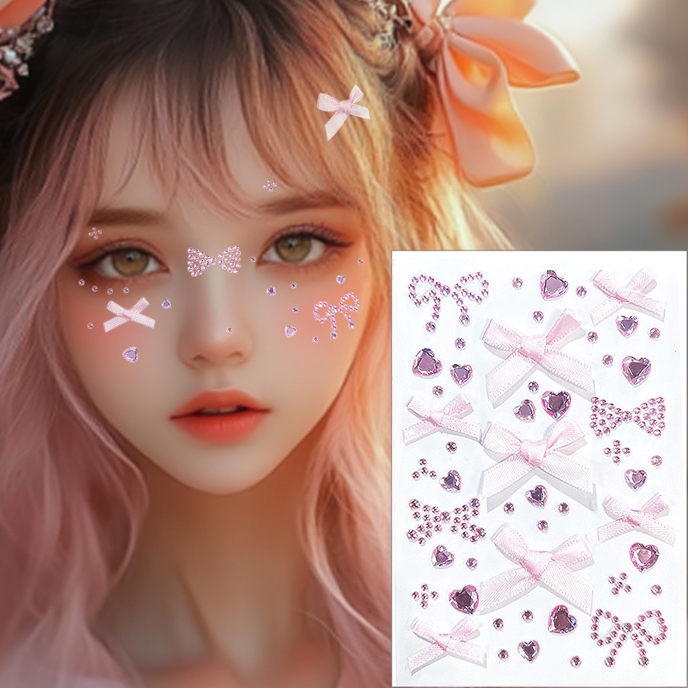 Stiker hello kitty rias lucu / Riasan pita mewah / stiker festival tahun baru riasan selebriti anak-anak dan dewasa