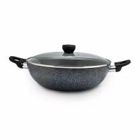 Maxim Neostone Wok Marble Ceramic Wajan Penggorengan 30 Cm + Tutup Kaca