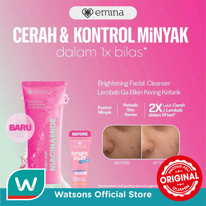 Emina Bright Stuff Niacinamide Oxy Ceramide Brightening Facial Cleanser 100ml - Face Wash - Sabun...