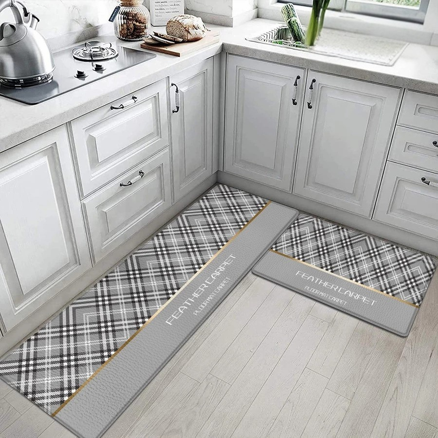 Keset Dapur 2 in 1 Anti Slip 1 Set Dapat 2pcs Panjang dan Pendek / Keset Lantai Dapur 1 Set