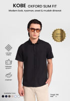 MANZONE - Kemeja Oxford Lengan Pendek Pria Kobe Slim Fit - Black