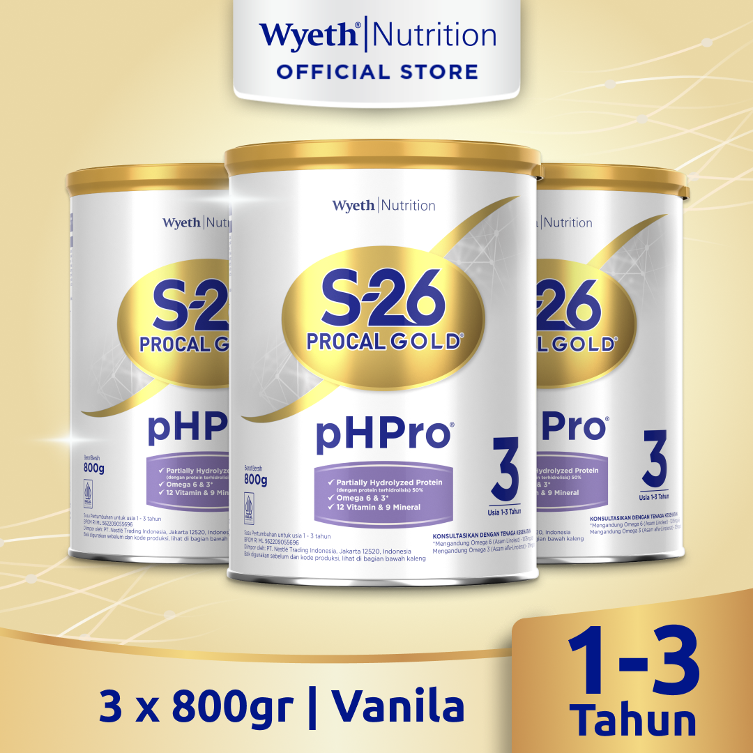 [Paket isi 3] S-26 Procal Gold pHPro Tahap 3 Susu Pertumbuhan Anak Usia 1-3 Tahun 800gr
