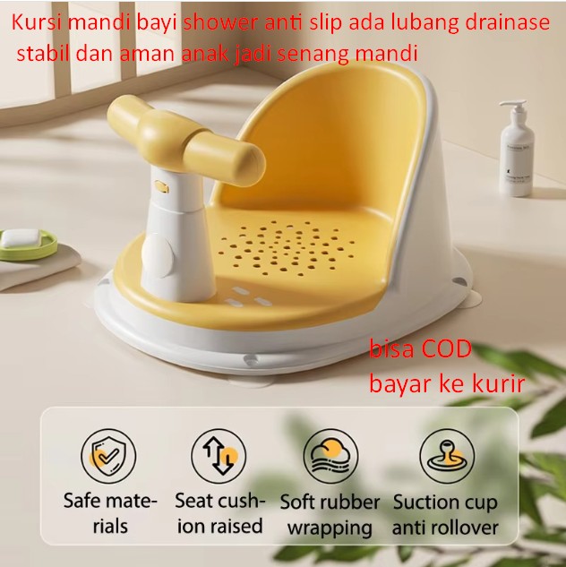 Kursi mandi bayi shower anti slip ada lubang drainase stabil dan aman anak jadi senang mandi