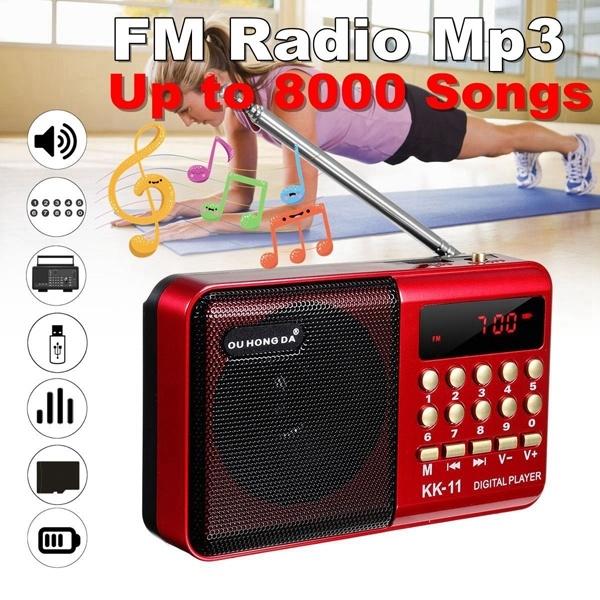 K11วิทยุFMชาร์จได้ขนาดเล็กพกพาสะดวก,เครื่องเล่นดิจิตอลFM USB TF MP3ลำโพง (พอในสต็อก)