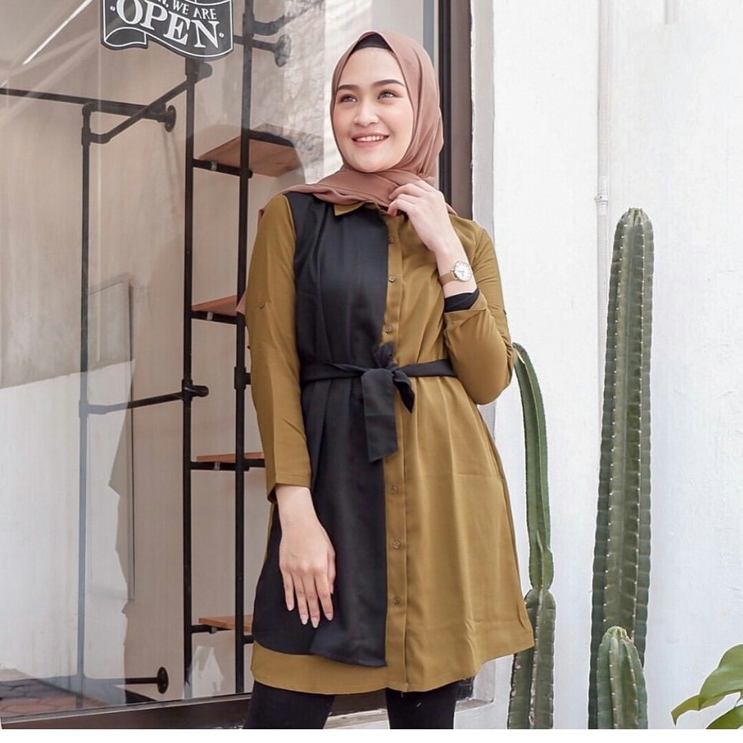 Baju Muslim Modern TESI TUNIK Moscrepe Baju Tunik Blouse Atasan Tunic Modern 2020 Terbaru Fashion Lengan Panjang Wanita Baju Kerja Best Seller Pakaian Perempuan Casual Hijab Trendy Muslimah Simple Top Termurah Kekinian Modis Modern Terbaru 2019