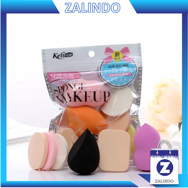 ZALINDO Spons Make up 1 Set Isi 6 Pcs Spons Foundation Pembersih Make Up Wajah SPONS