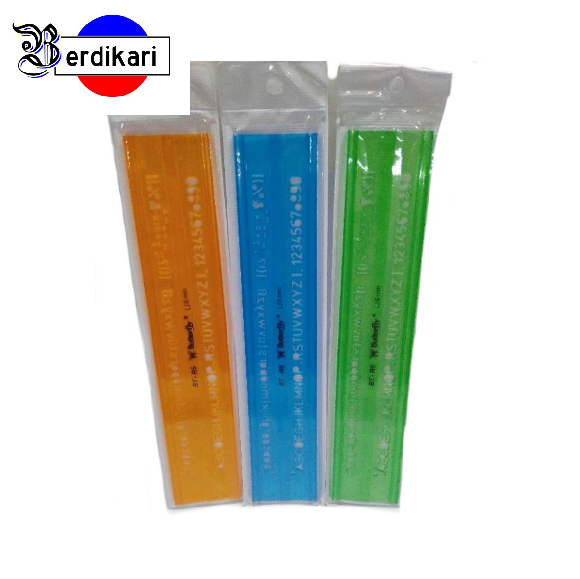 Penggaris Mal Huruf 5 mm Butterfly BT R5 Sablon Abjad Angka
