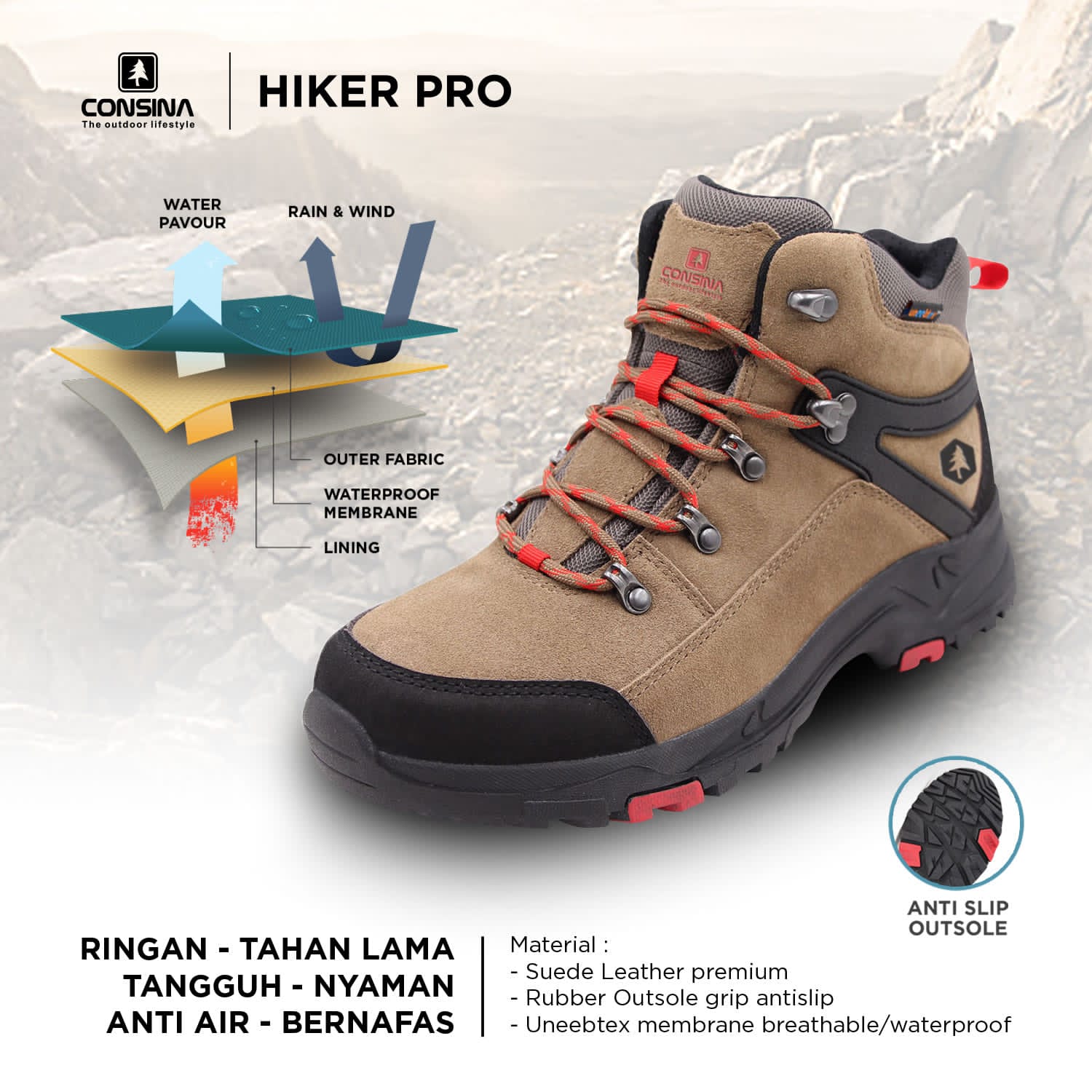 Consina Pro Hiker Nam giày đi núi Nữ