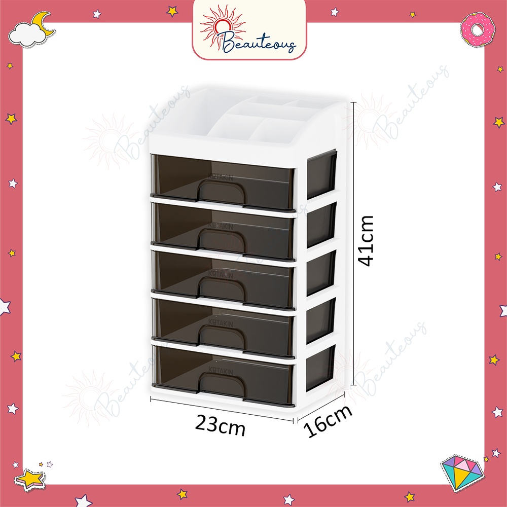Rak Laci Kosmetik 3 4 Susun Organizer Make Up Tempat Stationery Meja Kantor Multifungsi Plastik Bagus Estetik