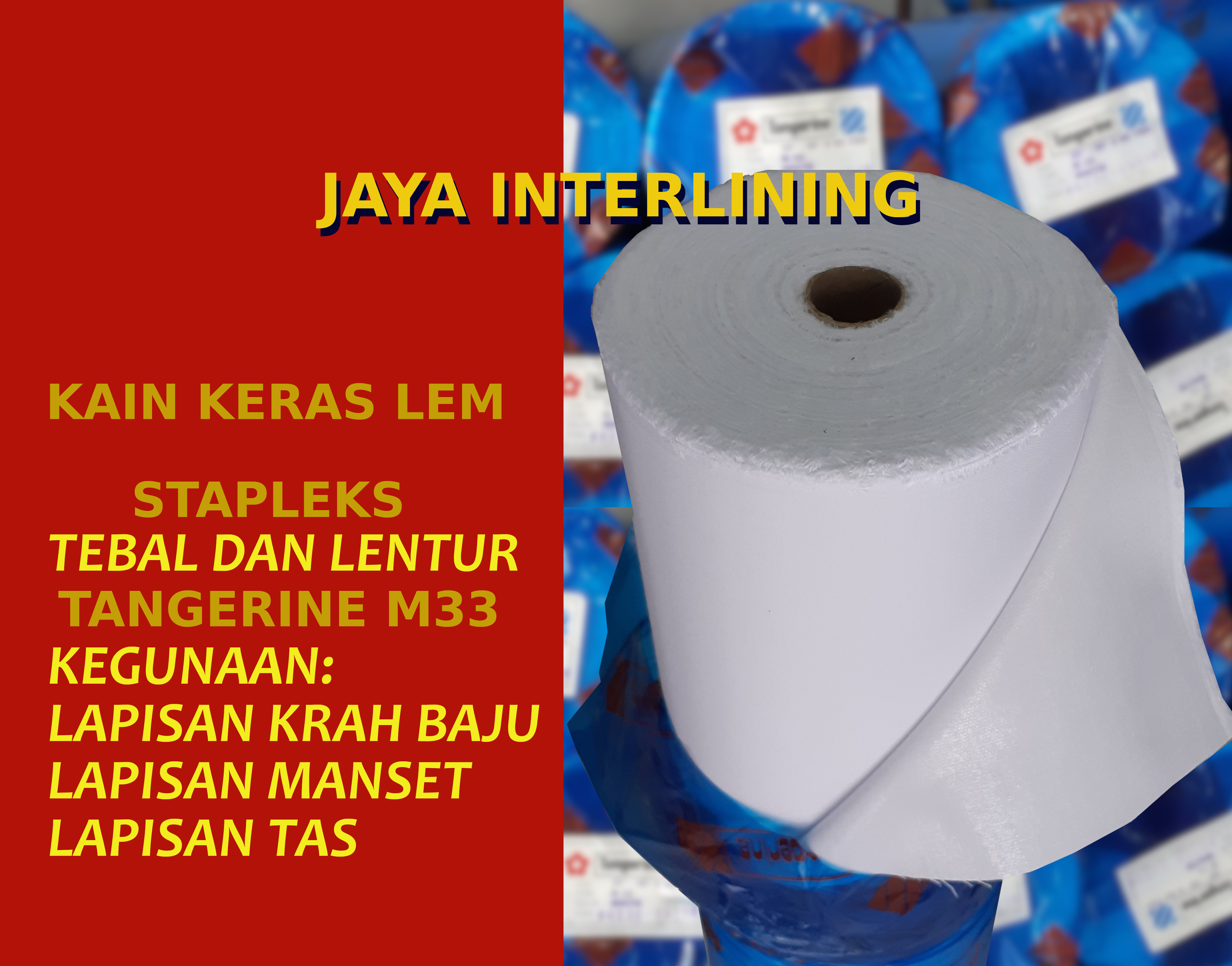 Kain Keras Interlining M 33 M33 Tangerine Stapleks METERAN