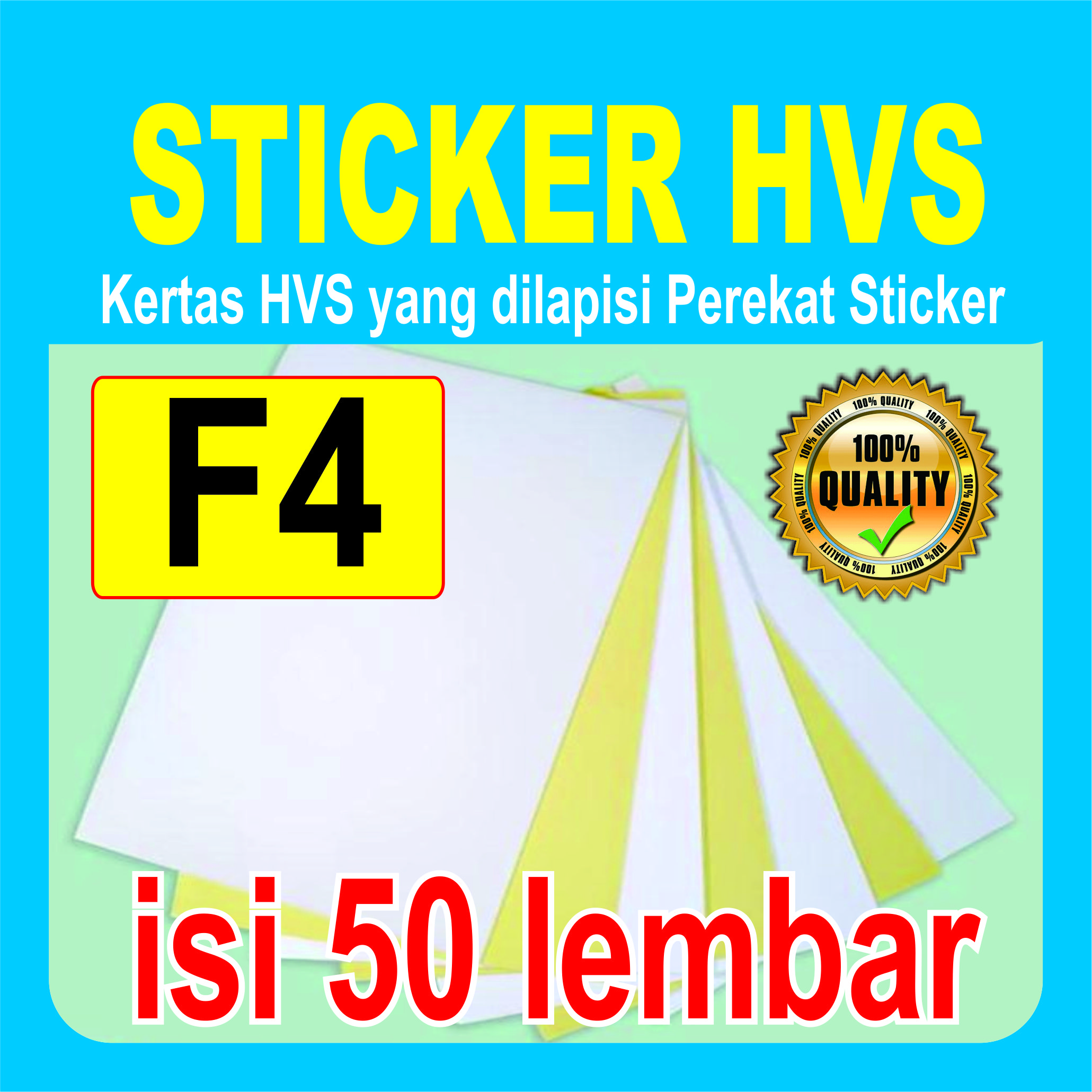 Sticker HVS FOLIO (F4) isi 50 & 20 lembar / Kertas Stiker Inkjet Doff Matte F4