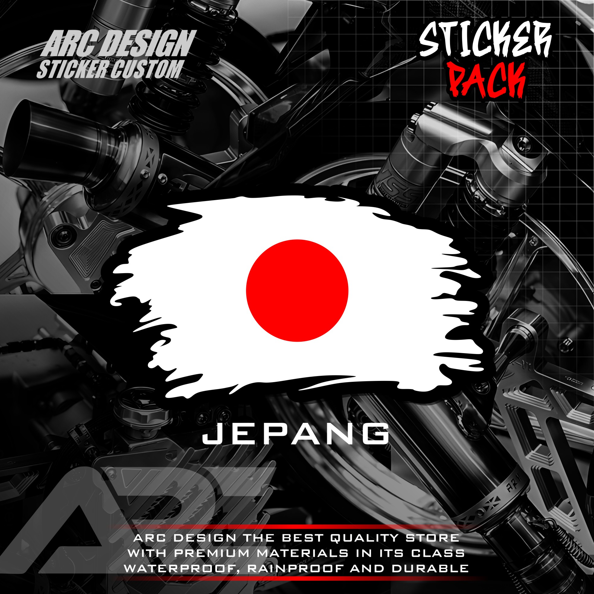 (PROMO COD) Stiker Bendera Robek Vinyl Lentur Anti Gores 7x 4cm Bendera Vietnam Thailand Japan/Jepang Indonesia Keren Bahan Anti Air Aksesoris Motor Berkualitas Desain Keren Bendera Robek Sticker Flag brush Style
