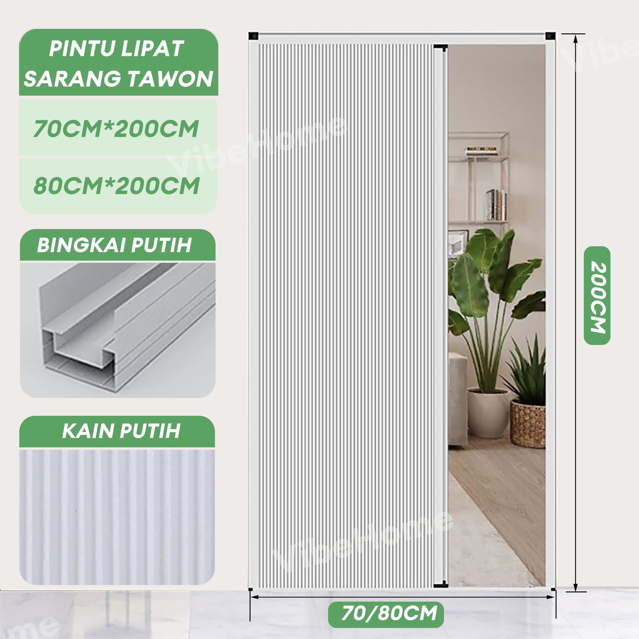 VIBEHOME Pintu Lipat Sarang Lebah-Kedap SuaraKedap AirAwet & Hemat TempatInsulasi Panas - Partisi Ruangan Flexible