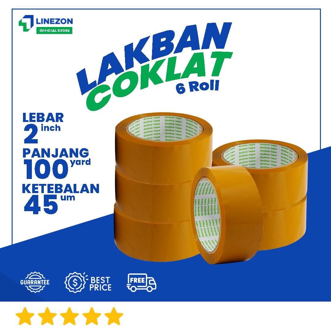 6 Pcs FLASH SALE Lakban Coklat 100 Yard ECO 2 Inch TERMURAH / Isolasi Solatip Online Tape Terbaik